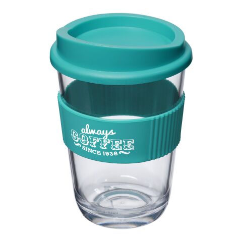 Werbeartikel Americano® Cortado 300 ml Isolierbecher mit Schutzring – aquablau – mit Logo bedruckt