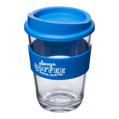 Werbeartikel Thermobecher Americano Cortado – mittelblau – mit Logo bedruckt 300 ml für das Mitarbeiter-Onboarding