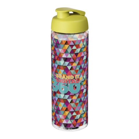 Werbeartikel H2O Vibe 850 ml XL-Sportflasche mit auslaufsicherem Klappdeckel Made in UK BPA-frei – weiß-limone – mit Logo bedruckt
