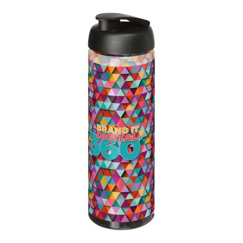 Werbeartikel H2O Vibe 850 ml XL-Sportflasche mit auslaufsicherem Klappdeckel Made in UK BPA-frei – kohle-schwarz – mit Logo bedruckt