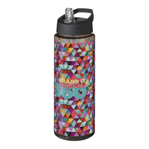 Werbeartikel Sportflasche H2O Vibe 850 ml Kunststoff einwandig Ausgussdeckel klappbare Tülle auslaufsicher – kohle-schwarz – mit Logo bedruckt