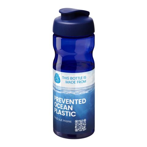Nachhaltiger Werbeartikel H2O Eco 650 ml Sportflasche mit Klappdeckel – blau – mit Logo bedruckt