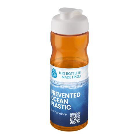 Nachhaltiger Werbeartikel H2O Eco 650 ml Sportflasche mit Klappdeckel – orange-weiß – mit Logo bedruckt