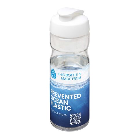 Nachhaltiger Werbeartikel H2O Eco 650 ml Sportflasche mit Klappdeckel – weiß – mit Logo bedruckt