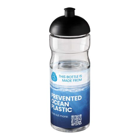 Werbeartikel H2O Eco 650 ml Sportflasche mit Stülpdeckel – transparent-schwarz – mit Logo bedruckt