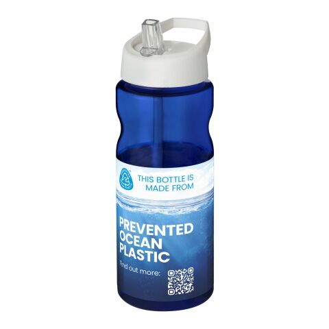 Nachhaltiger Werbeartikel H2O Eco 650 ml Sportflasche mit Ausgussdeckel – blau-weiss – mit Logo bedruckt