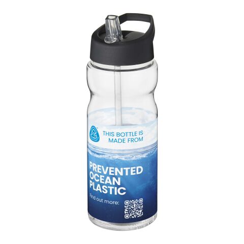 Nachhaltiger Werbeartikel H2O Eco 650 ml Sportflasche mit Ausgussdeckel – transparent-schwarz – mit Logo bedruckt