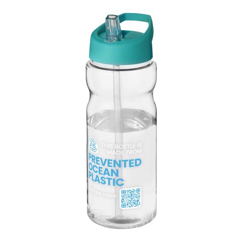 Nachhaltiger Werbeartikel H2O Eco 650 ml Sportflasche mit Ausgussdeckel – transparent-aquablau – mit Logo bedruckt
