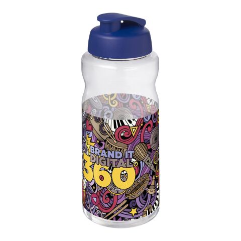 Nachhaltiger Werbeartikel H2O Active® Big Base 1L Sportflasche mit Klappdeckel – transparent blau – mit Logo bedruckt