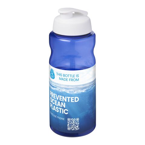 Werbeartikel H2O Active Eco Big Base 1L Sportflasche mit Klappdeckel – blau-weiss – mit Logo bedruckt