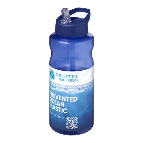 Werbeartikel H2O Active® Eco Big Base 1L Sportflasche mit Ausgussdeckel – blau-blau – mit Logo bedruckt