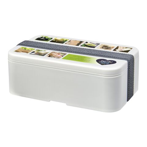 Nachhaltiger Werbeartikel MIYO Renew Lunchbox – elfenbeinweiß-grau – mit Logo bedruckt