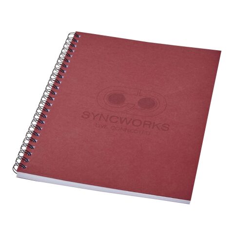 Nachhaltiger Werbeartikel Desk-Mate A5 farbiges Notizbuch mit Spiralbindung – rot