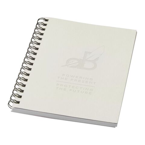 Desk-Mate® A6 farbiges recyceltes Notizbuch mit Spiralbindung perlweiß | ohne Werbeanbringung | Nicht verfügbar | Nicht verfügbar