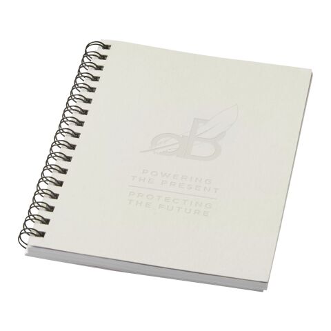 Desk-Mate® A6 farbiges recyceltes Notizbuch mit Spiralbindung offwhite | ohne Werbeanbringung | Nicht verfügbar | Nicht verfügbar