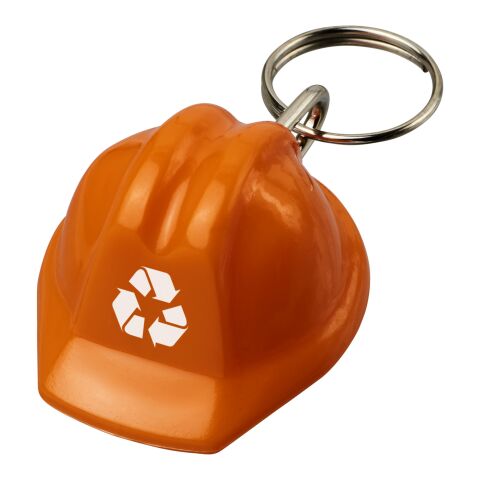 Nachhaltiger Werbeartikel Kolt Schutzhelm Schlüsselanhänger aus recyceltem Material – orange – mit Logo bedruckt