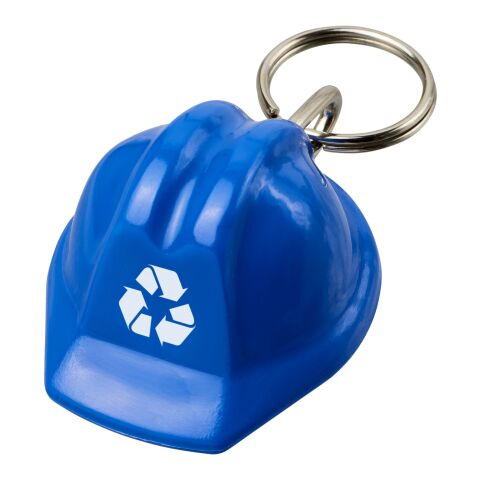 Nachhaltiger Werbeartikel Kolt Schutzhelm Schlüsselanhänger aus recyceltem Material – blau – mit Logo bedruckt