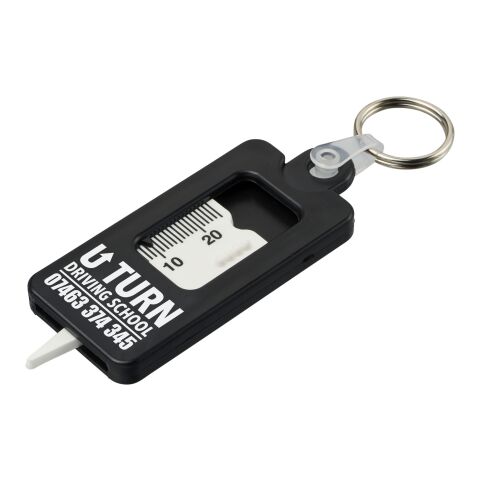 Kym Reifenprofilmesser Schlüsselanhänger aus recyceltem Material schwarz | ohne Werbeanbringung | Nicht verfügbar | Nicht verfügbar