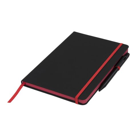 A5 schwarzes Notizbuch mit farbigem Rand Standard | schwarz-rot | ohne Werbeanbringung | Nicht verfügbar | Nicht verfügbar