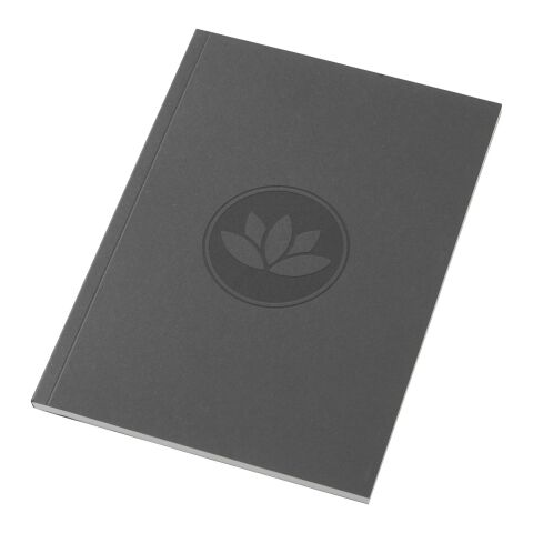 Nachhaltiger Werbeartikel Novella Austen A5 Softcover Notizbuch aus Recyclingmaterial – 50 Blatt – kohle – mit Logo bedruckt