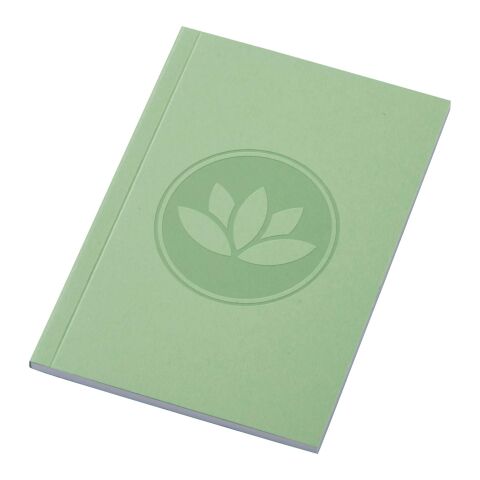 Nachhaltiger Werbeartikel Novella Austen A6 Softcover Notizbuch aus Recyclingmaterial – 50 Blatt – grün – mit Logo bedruckt