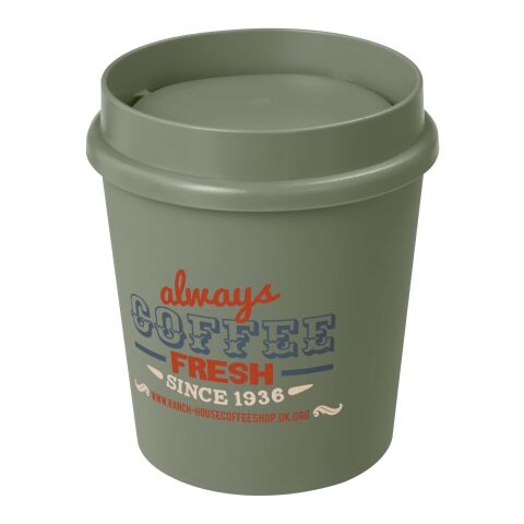 Werbeartikel 200 ml Americano Switch Coffee-to-go-Becher mit innovativem 360°-Trinkdeckel, spülmaschinenfest – heather grün – mit Logo bedruckt