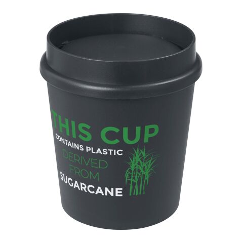 Werbeartikel 200 ml Americano Switch Renew Coffee-to-go-Becher aus Zuckerrohr-Kunststoff mit 360°-Deckel – granitfarben – mit Logo bedruckt