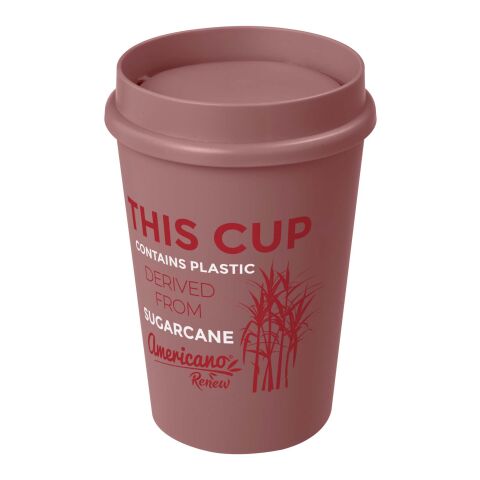 Werbeartikel Americano 300 ml Thermobecher To-Go mit 360°-Deckel & Zuckerrohr-Kunststoff – rosa – mit Logo bedruckt