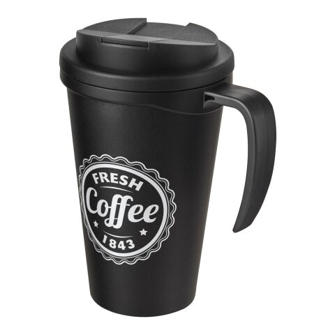Nachhaltiger Werbeartikel Americano Grande 350 ml Isolierbecher mit auslaufsicherem Schraubverschluss – schwarz – mit Logo bedruckt