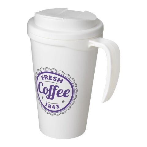 Nachhaltiger Werbeartikel Americano Grande 350 ml Isolierbecher mit auslaufsicherem Schraubverschluss – weiß – mit Logo bedruckt