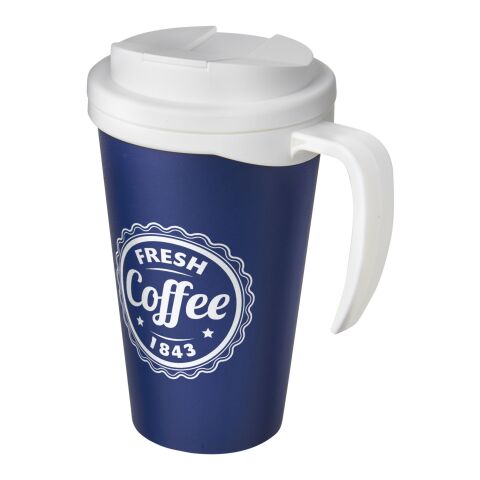 Firmengeschenk Trinkflasche Americano Grande – blau-weiss – mit Logodruck 350ml 100% PP Made in UK nachhaltige Mehrwegflasche