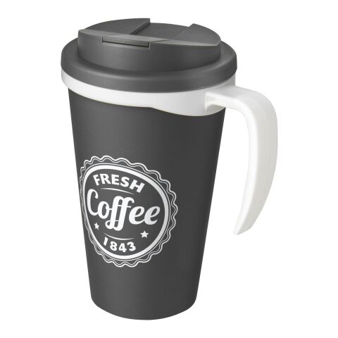 Nachhaltiger Werbeartikel Americano Grande 350 ml Isolierbecher mit auslaufsicherem Schraubverschluss – grau – mit Logo bedruckt