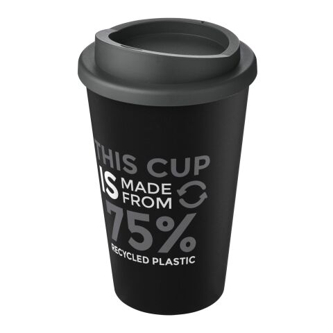 Nachhaltiger Werbeartikel Americano Eco 350 ml recycelter Becher – schwarz-grau – mit Logo bedruckt