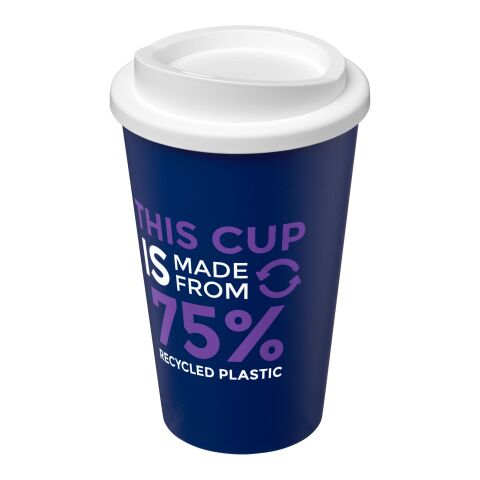 Nachhaltiger Werbeartikel Americano Eco 350 ml recycelter Becher – blau-transparent – mit Logo bedruckt