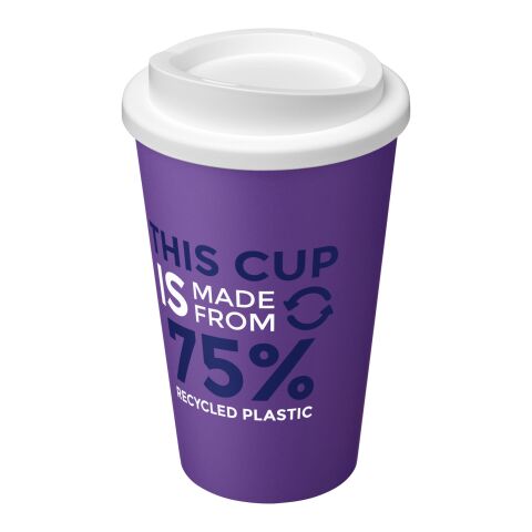 Nachhaltiger Werbeartikel Americano Eco 350 ml recycelter Becher – lila-transparent – mit Logo bedruckt