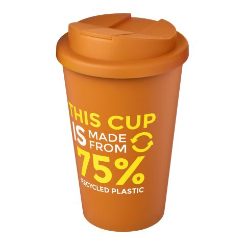 Nachhaltiger Werbeartikel Americano Eco 350 ml recycelter Becher mit auslaufsicherem Deckel – orange – mit Logo bedruckt