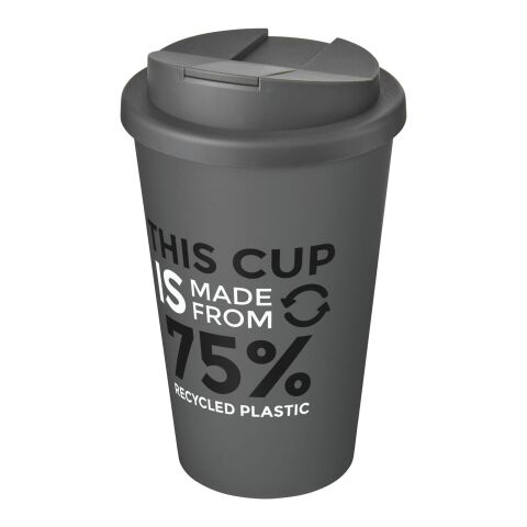 Firmengeschenk Becher Americano Eco – grau – mit Logodruck 100% recyceltes PP 350ml Made in UK auslaufsicher nachhaltiges Mehrweggefäß