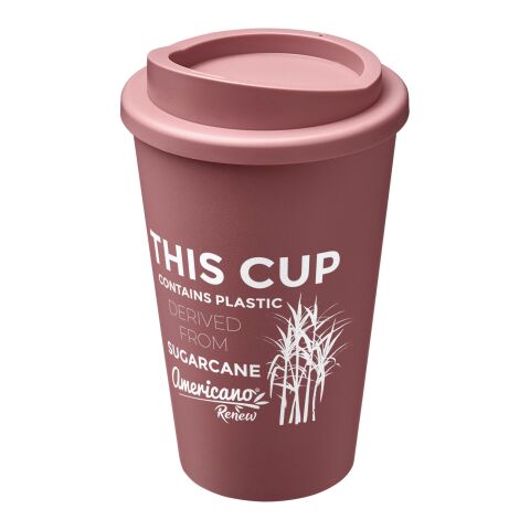Nachhaltiger Werbeartikel Americano Renew recycelter Isolierbecher 350 ml – rosa – mit Logo bedruckt