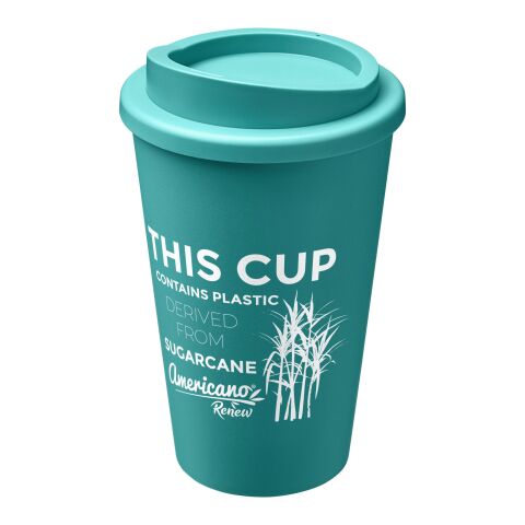 Nachhaltiger Werbeartikel Americano Renew recycelter Isolierbecher 350 ml – riffblau – mit Logo bedruckt
