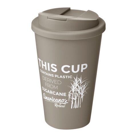 Nachhaltiger Werbeartikel Americano Renew 350 ml Isolierbecher mit auslaufsicherem Deckel – kieselgrau – mit Logo bedruckt
