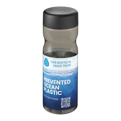 Werbeartikel H2O Eco Base 650 ml Sportflasche 100% recycelter PET-Abfall ergonomisch & auslaufsicher Made in UK – kohle-schwarz – mit Logo bedruckt