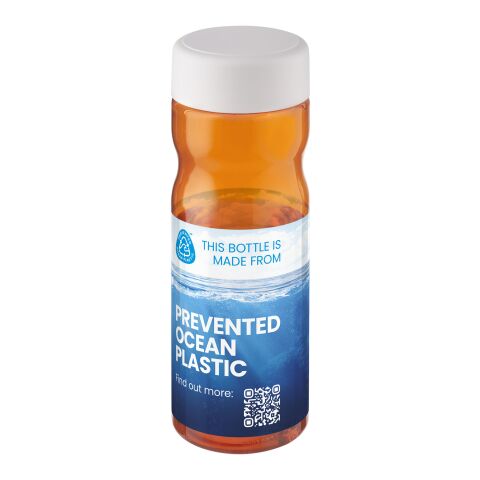 Werbeartikel H2O Eco Base 650 ml Sportflasche 100% recycelter PET-Abfall ergonomisch & auslaufsicher Made in UK – orange-weiß – mit Logo bedruckt