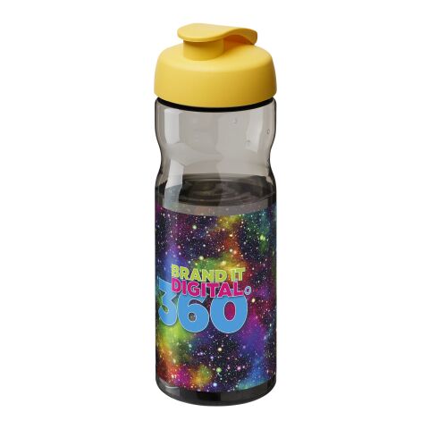 Werbeartikel H2O Active Base Tritan 650 ml Sportflasche mit Klappdeckel – kohle-gelb – mit Logo bedruckt