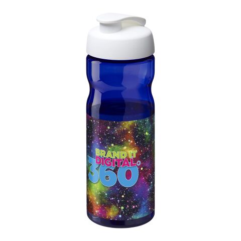 Werbeartikel H2O Active Base 650 ml Sportflasche aus Tritan BPA-frei mit auslaufsicherem Klappdeckel Made in EU – blau-transparent – mit Logo