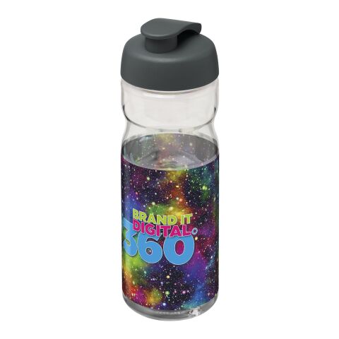 Werbeartikel H2O Active Base Tritan 650 ml Sportflasche mit Klappdeckel – transparent klar-grau