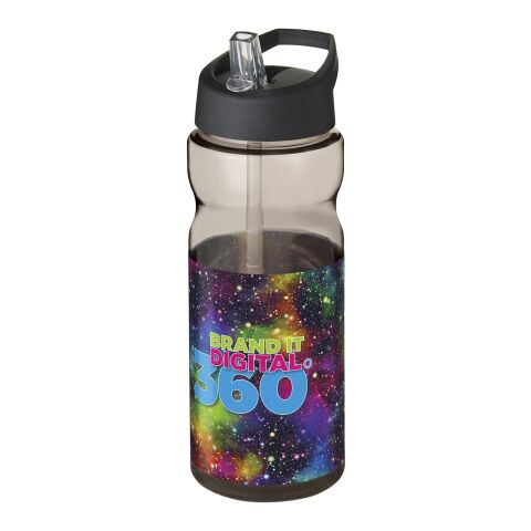 Werbeartikel H2O Active Base Sportflasche 650ml Tritan Made in Europe BPA-frei auslaufsicher klappbare Tülle – kohle-schwarz – mit Logo bedruckt