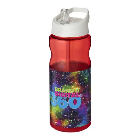 Werbeartikel H2O Active Base Sportflasche 650ml Tritan Made in Europe BPA-frei auslaufsicher klappbare Tülle – rot-transparent – mit Logo bedruckt