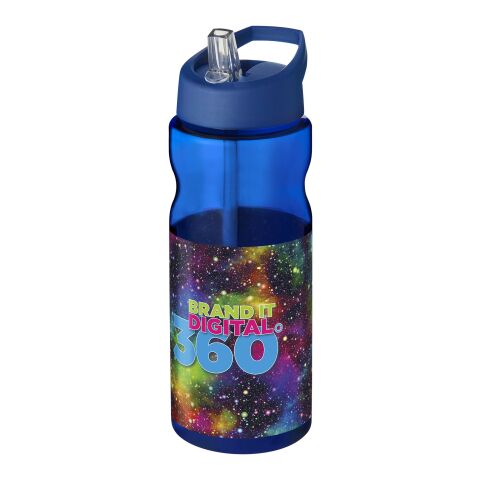 Werbeartikel H2O Active Base Sportflasche 650ml Tritan Made in Europe BPA-frei auslaufsicher klappbare Tülle – blau-blau – mit Logo bedruckt