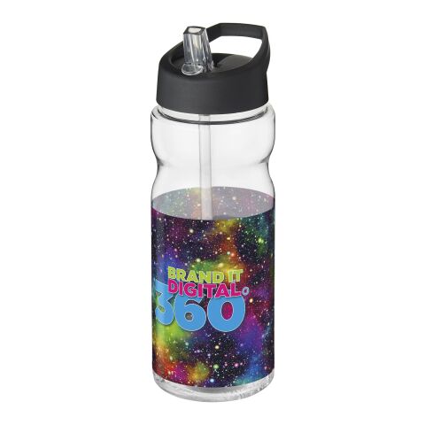 Werbeartikel H2O Active Base Sportflasche 650ml Tritan Made in Europe BPA-frei auslaufsicher klappbare Tülle – weiß-schwarz – mit Logo bedruckt