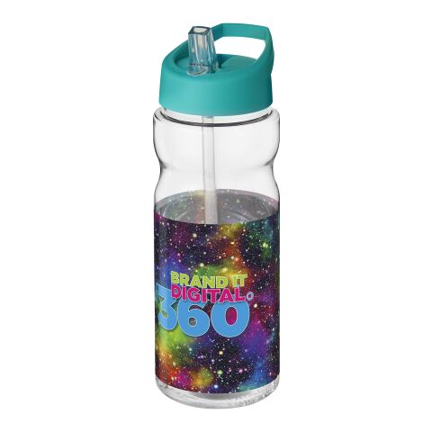 Werbeartikel H2O Active Base Sportflasche 650ml Tritan Made in Europe BPA-frei auslaufsicher klappbare Tülle – transparent klar-aquablau – mit Logo